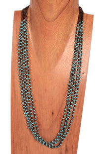 Santo Domingo Pueblo Small Turquoise and Heishi Stones with 5 Strands Necklace