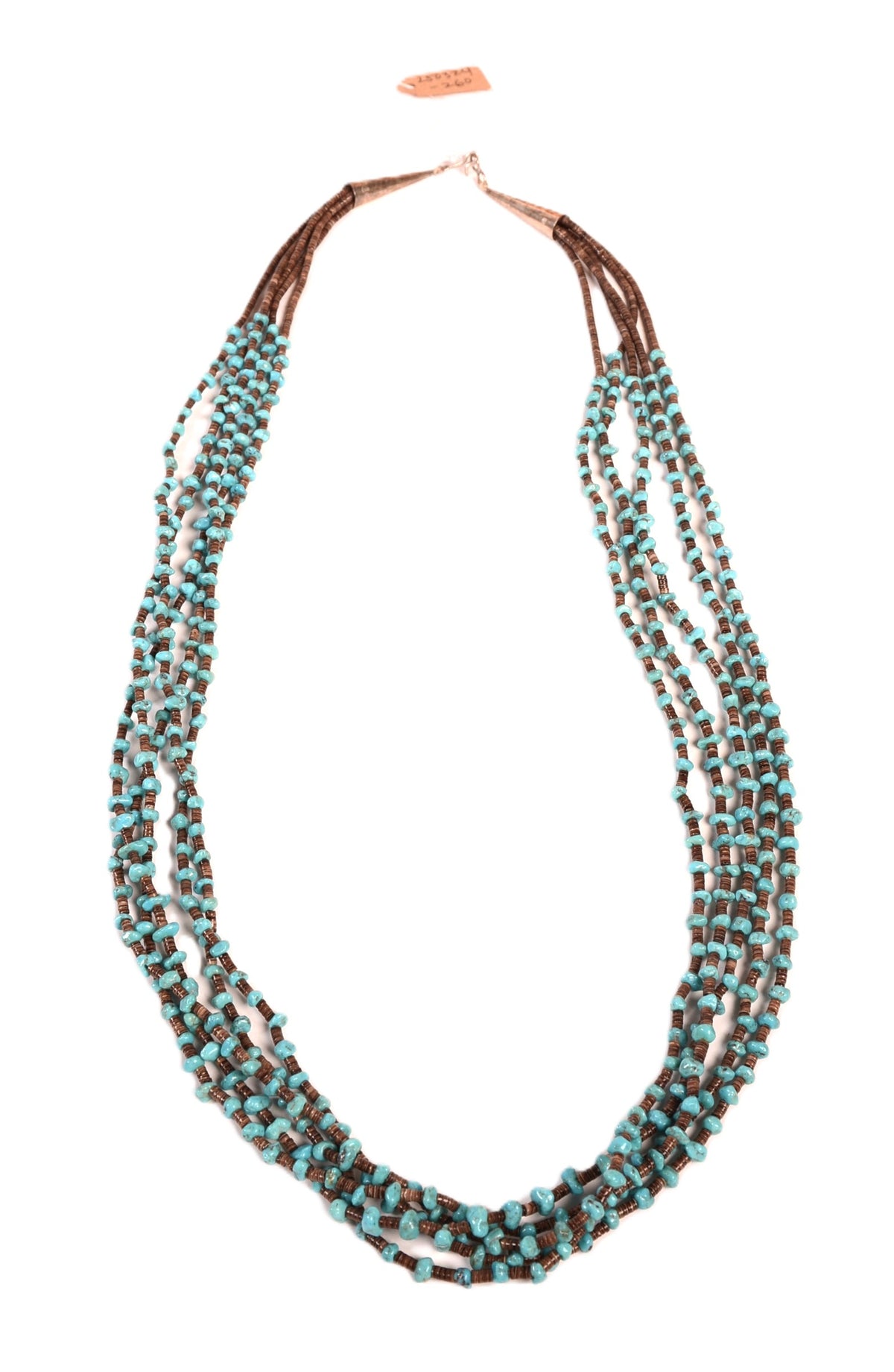 Santo Domingo Pueblo Small Turquoise and Heishi Stones with 5 Strands Necklace
