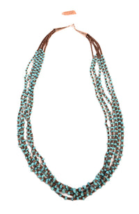 Santo Domingo Pueblo Small Turquoise and Heishi Stones with 5 Strands Necklace