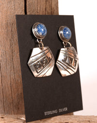 Navajo Sterling Silver and Denim Lapis Post Earrings By Everett & Mary Teller