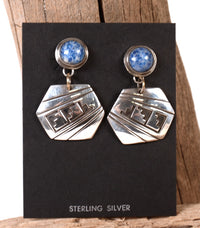 Navajo Sterling Silver and Denim Lapis Post Earrings By Everett & Mary Teller