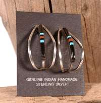 Zuni Pueblo Sterling Silver Inlay Post Earrings