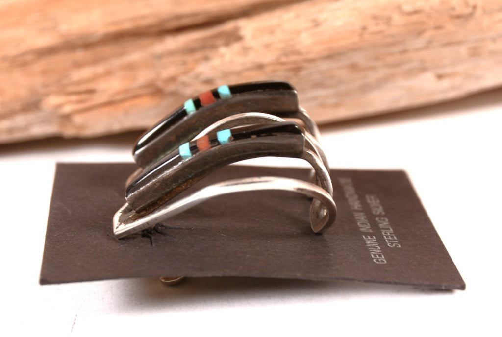 Zuni Pueblo Sterling Silver Inlay Post Earrings