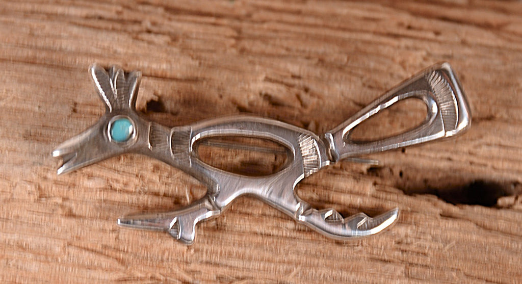 Zuni Pueblo Sterling Silver Roadrunner Pin