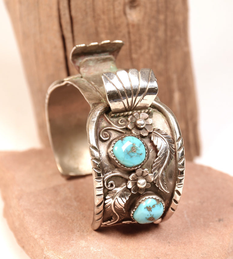 Navajo Sterling Silver and Turquoise Watch Cuff Bracelet