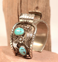 Navajo Sterling Silver and Turquoise Watch Cuff Bracelet