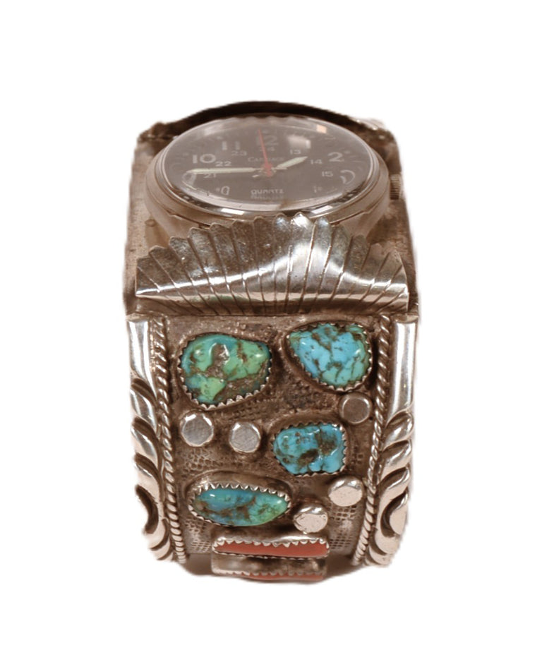 Large Navajo Sterling Silver Watch Cuff Bracelet