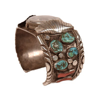 Large Navajo Sterling Silver Watch Cuff Bracelet