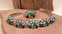Zuni Pueblo Sunface Bracelet and Ring Set