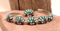 Zuni Pueblo Sunface Bracelet and Ring Set