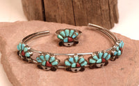 Zuni Pueblo Sunface Bracelet and Ring Set