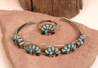 Zuni Pueblo Sunface Bracelet and Ring Set