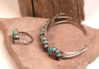 Zuni Pueblo Sunface Bracelet and Ring Set