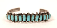 Zuni Pueblo Sterling Silver and Turquoise Cuff Bracelet