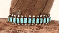 Zuni Pueblo Sterling Silver and Turquoise Cuff Bracelet