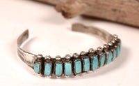 Zuni Pueblo Sterling Silver and Turquoise Cuff Bracelet
