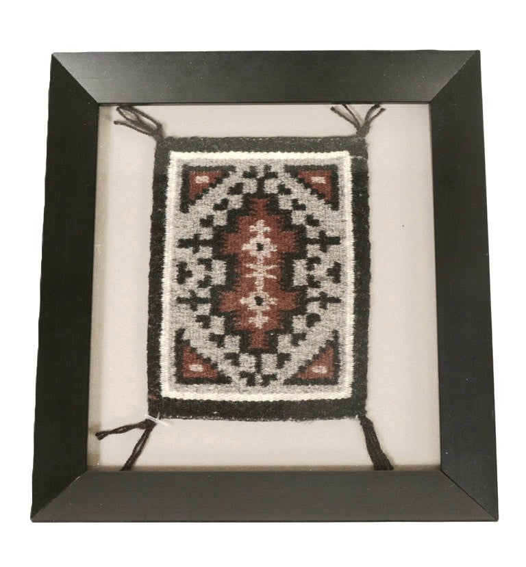 Miniature Navajo Two Gray Hills Rug in a Frame