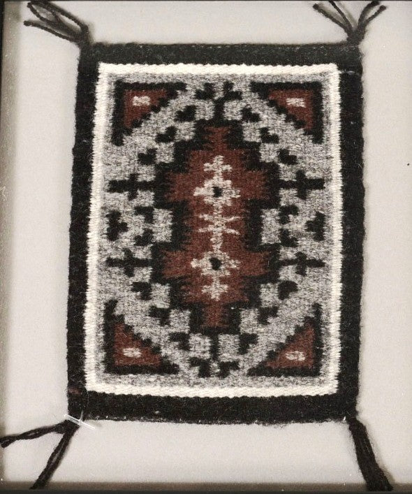 Miniature Navajo Two Gray Hills Rug in a Frame