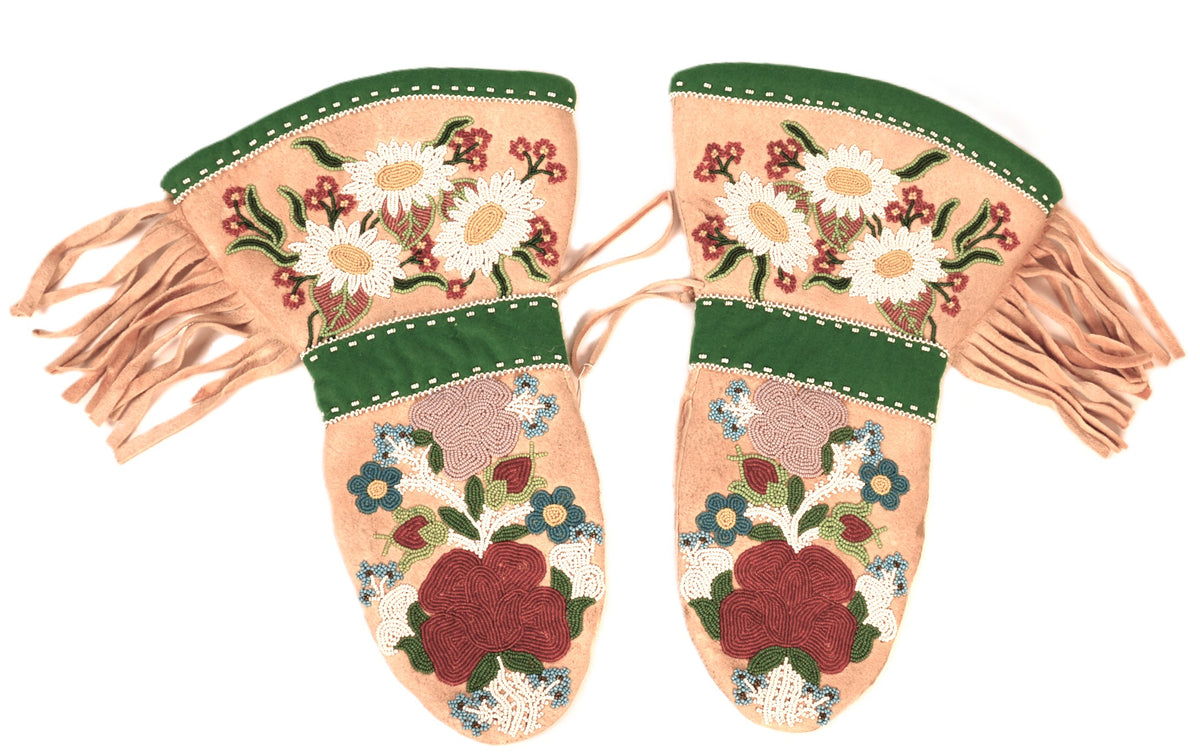 Plains Indian Beaded Mittens Pair of 2