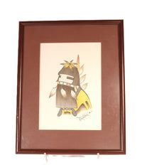 Hopi Pueblo Colored Pencil and Ink Long Hair Kachina By Ted Pavatea