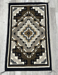 Very fine Navajo Rug; Two Gray Hills - 60 Wefts/Inch - 7 Colors