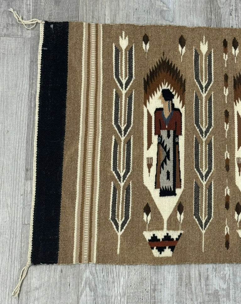 Navajo Pictorial Rug; Weavers Holding Rugs