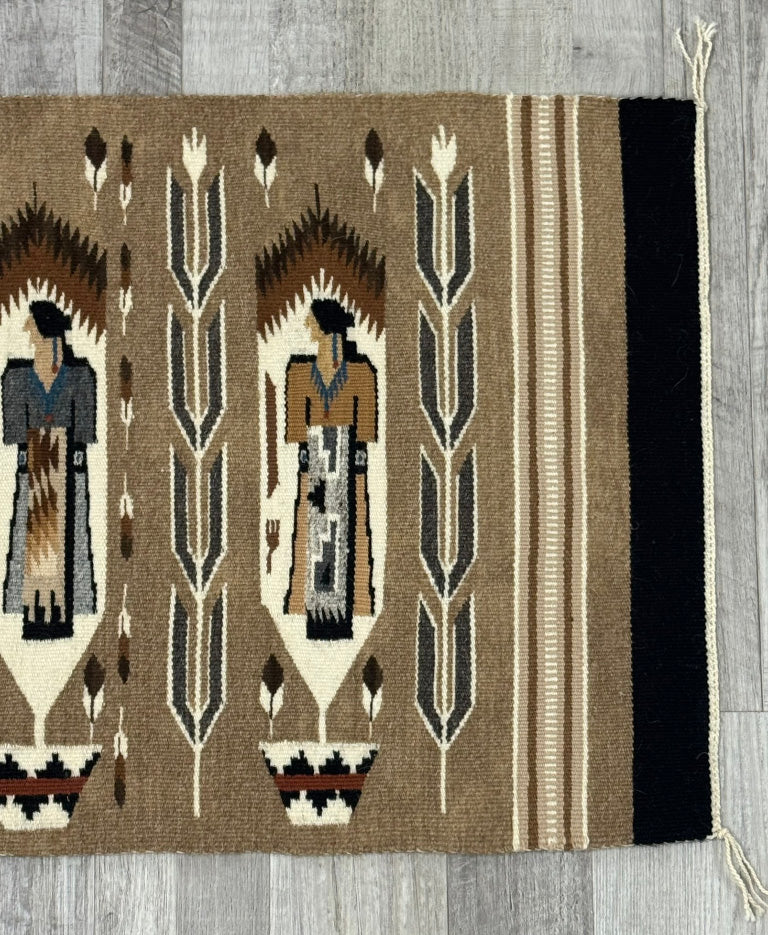 Navajo Pictorial Rug; Weavers Holding Rugs