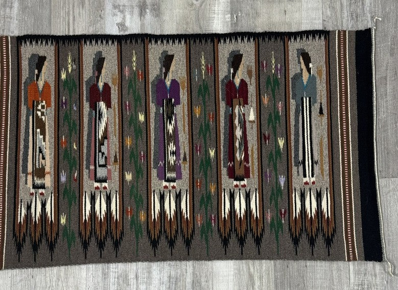 Navajo Rug; Pictorial; Weavers Holding Blankets
