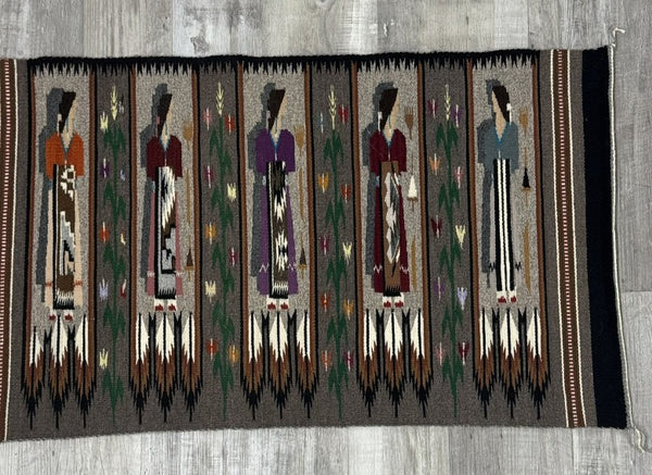Navajo Rug; Pictorial; Weavers Holding Blankets