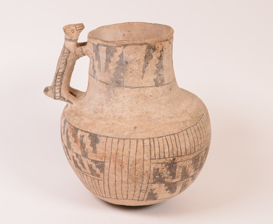 Pre-Columbian Pottery Pitcher with Dog Figure Handle