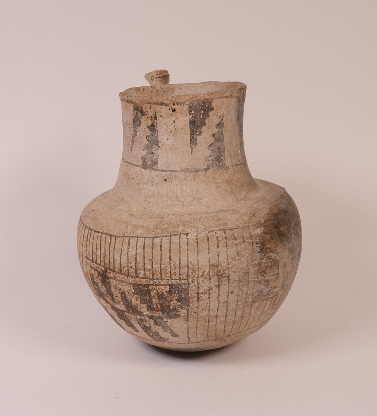 Pre-Columbian Pottery Pitcher with Dog Figure Handle