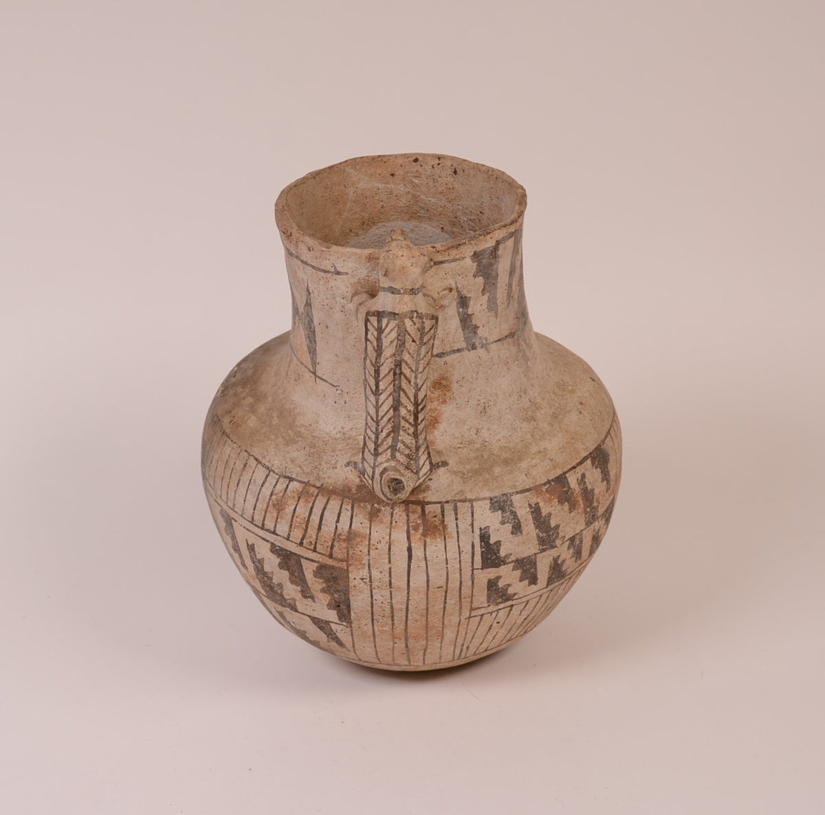 Pre-Columbian Pottery Pitcher with Dog Figure Handle