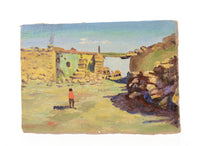 Hopi Pueblo Indians Home at Walpi Arizona - Small Oil Painting By E.A. Burbank