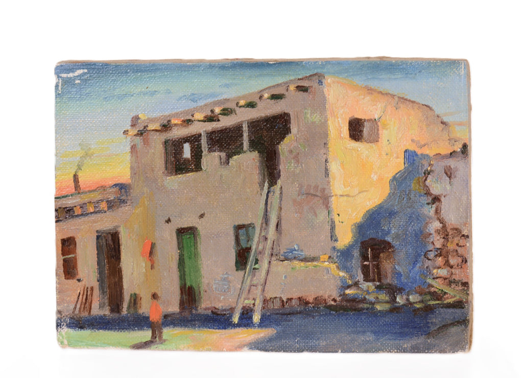Laguna Pueblo Indians Homes at Laguna New Mexico - Small Oil Painting By E.A. Burbank