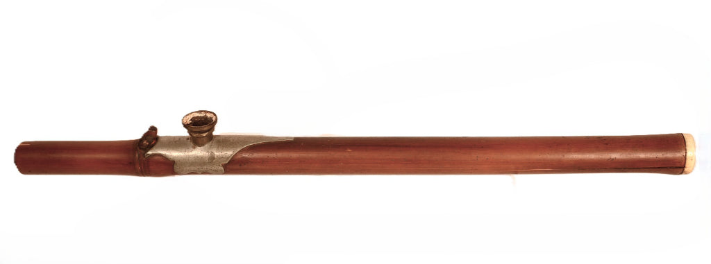 A Chinese Opium Pipe with Sterling Silver and Ivory
