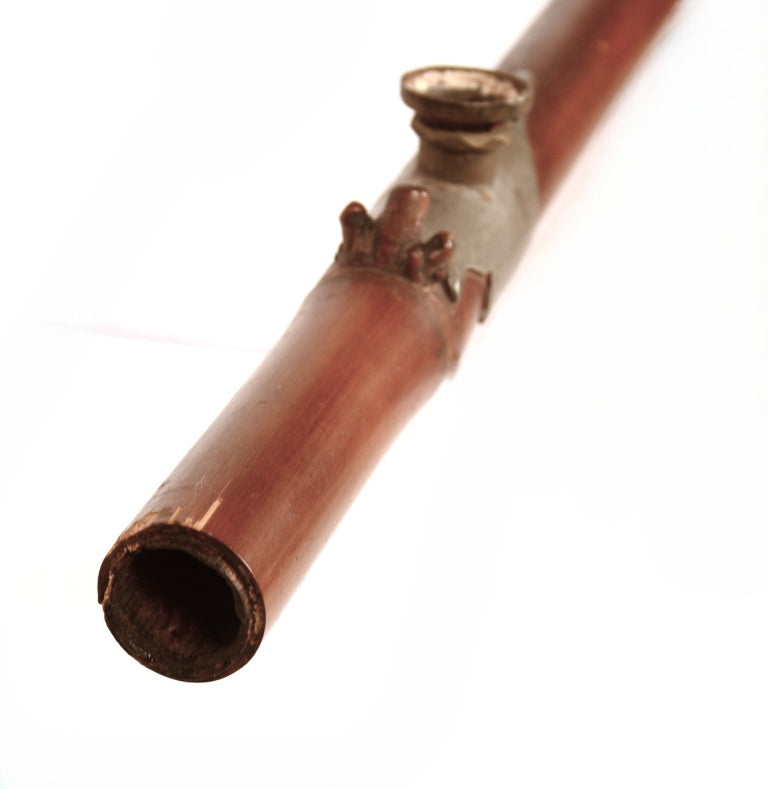 A Chinese Opium Pipe with Sterling Silver and Ivory