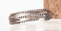 Zuni Double Row Square Cut Turquoise and Sterling Silver Bracelet