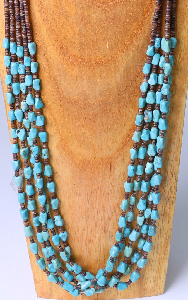 Santo Domingo 5 Strand Heishi and Turquoise Necklace