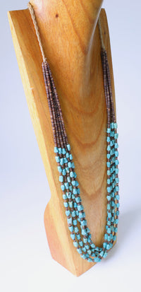 Santo Domingo 5 Strand Heishi and Turquoise Necklace