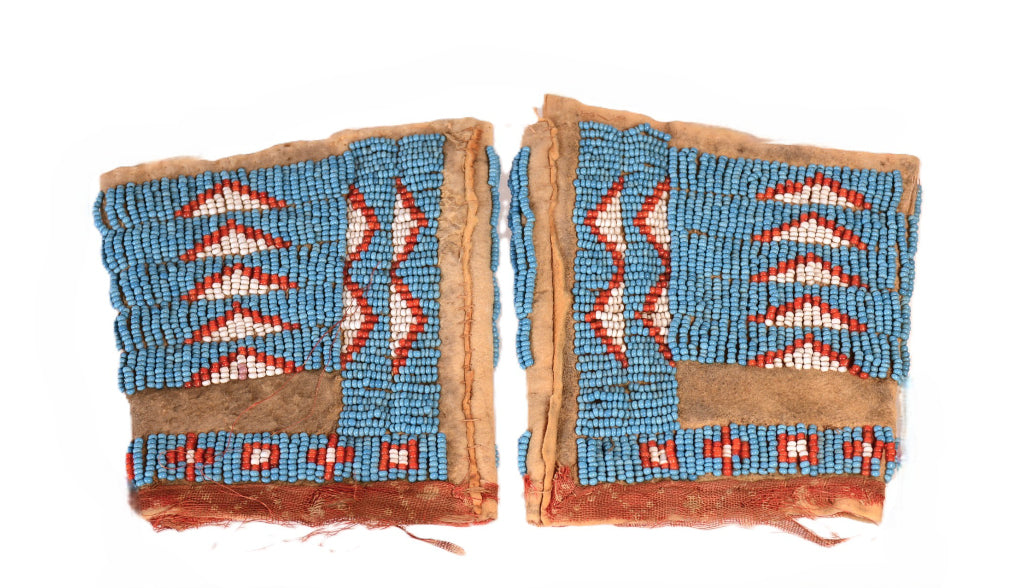 Antique Plains Beaded Childs Wrist Cuffs