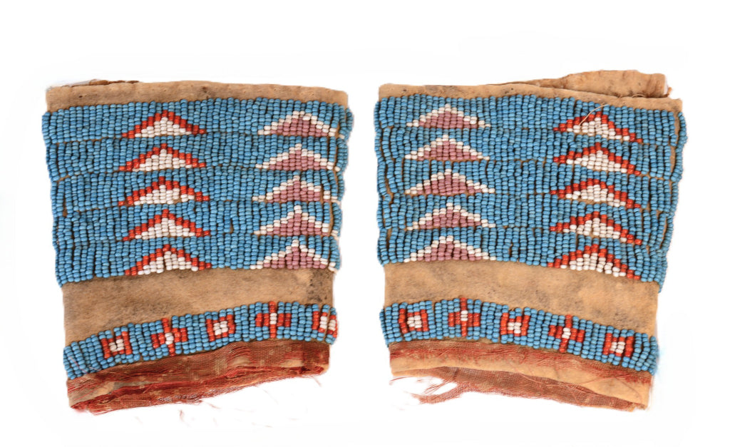 Antique Plains Beaded Childs Wrist Cuffs