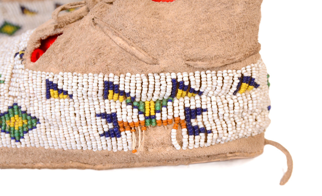 Antique Cheyenne Hide Beaded Moccasins