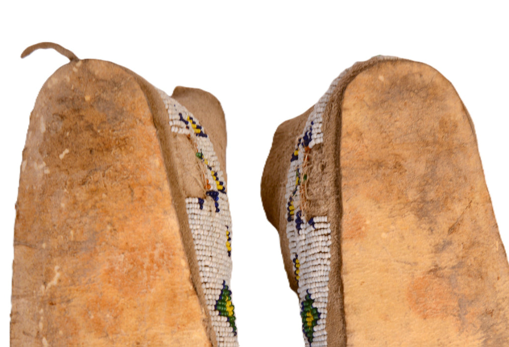 Antique Cheyenne Hide Beaded Moccasins