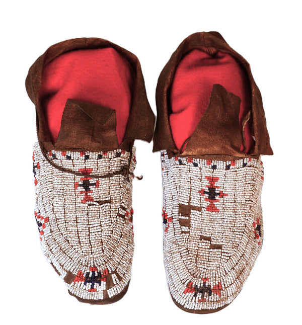 Antique Cheyenne Hide Beaded Moccasins