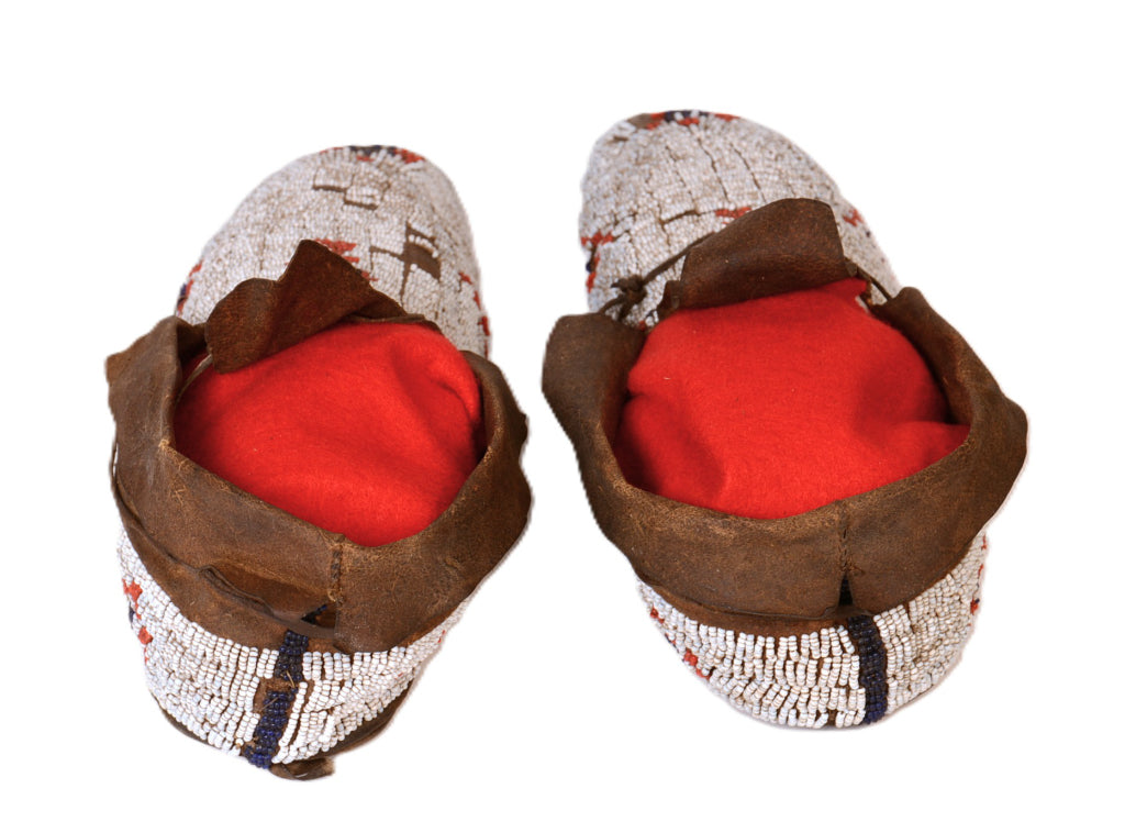 Antique Cheyenne Hide Beaded Moccasins