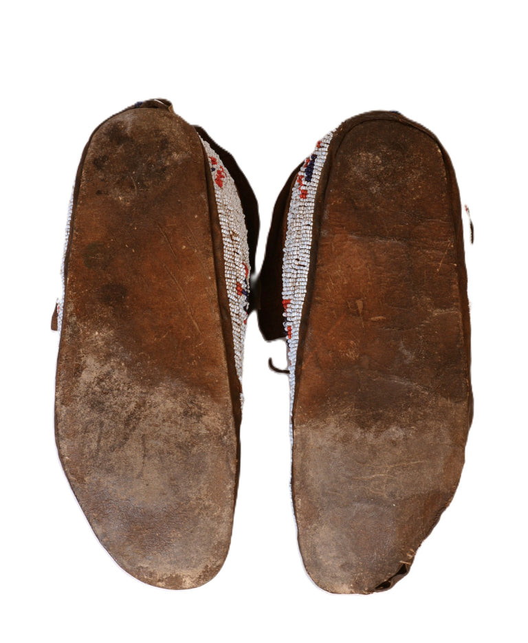 Antique Cheyenne Hide Beaded Moccasins