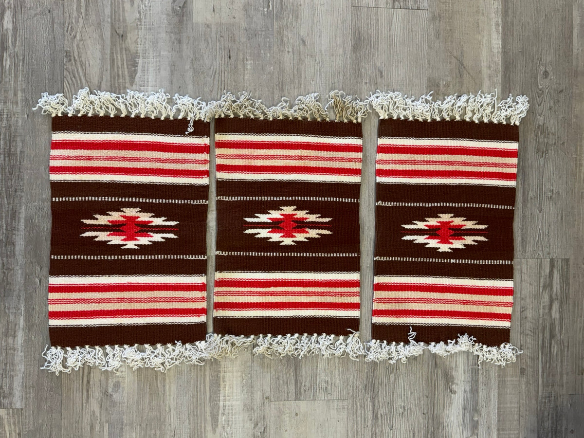 Three Chimayo Hand Woven Acrylic Yarn Placemats