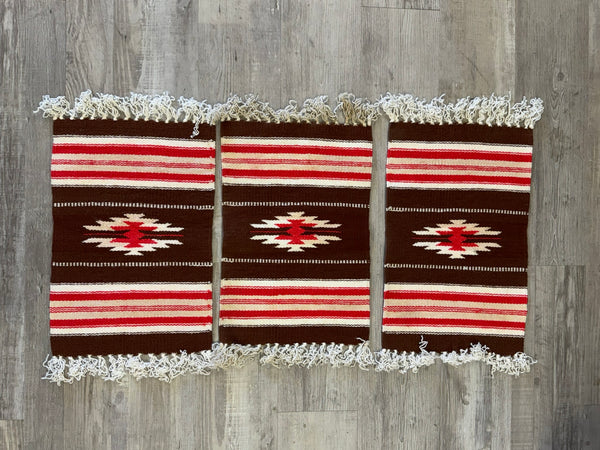 Three Chimayo Hand Woven Acrylic Yarn Placemats