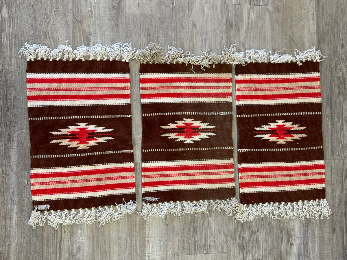 Three Chimayo Hand Woven Acrylic Yarn Placemats