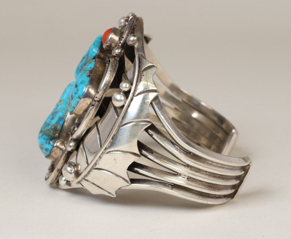Navajo Santa Fe Bracelet By Johnny Pablo; Thunderbird Design